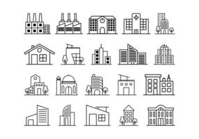 Building Line Icon Logo Set vector