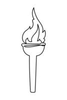 Torch line art. Simple illustration of fire vector