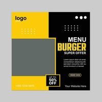 MENU BURGER SOCIAL MEDIA TEMPLATE vector