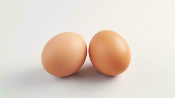 AI generated Two Eggs on White Background. Protein, Ranch Farm, Healthy Food photo