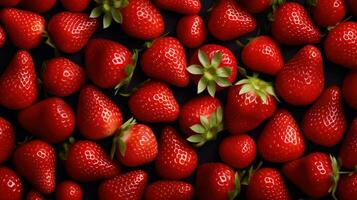 AI generated Fresh Strawberries Background. Fruit, Fruits, Healthy, Vegetarian photo