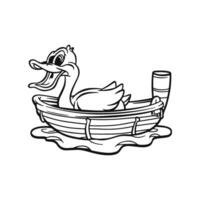 Coloring book ducks boat on water vector