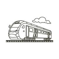 Coloring book High speed train on rails vector