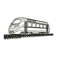 Coloring book High speed train on rails vector