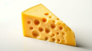 ai generado pedazo de queso en blanco antecedentes. alimento, vitamina, calcio foto