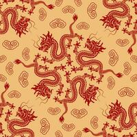 Seamless pattern happy chinese new year 2024 the dragon zodiac sign with asian elements paper cut style on color background. vector