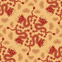 Seamless pattern happy chinese new year 2024 the dragon zodiac sign with asian elements paper cut style on color background. vector