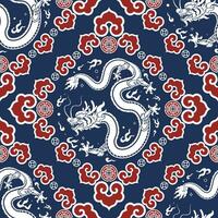 Seamless pattern happy chinese new year 2024 the dragon zodiac sign with asian elements paper cut style on color background. vector