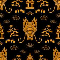 Seamless pattern happy chinese new year 2024 the dragon zodiac sign with asian elements paper cut style on color background. vector