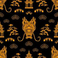 Seamless pattern happy chinese new year 2024 the dragon zodiac sign with asian elements paper cut style on color background. vector