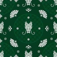 Seamless pattern happy chinese new year 2024 the dragon zodiac sign with asian elements paper cut style on color background. vector
