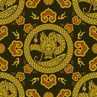 Seamless pattern happy chinese new year 2024 the dragon zodiac sign with asian elements paper cut style on color background. vector