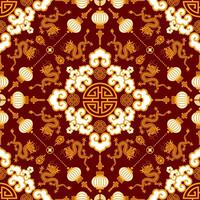 Seamless pattern happy chinese new year 2024 the dragon zodiac sign with asian elements paper cut style on color background. vector