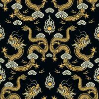 Seamless pattern happy chinese new year 2024 the dragon zodiac sign with asian elements paper cut style on color background. vector