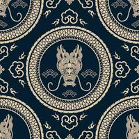 Seamless pattern happy chinese new year 2024 the dragon zodiac sign with asian elements paper cut style on color background. vector