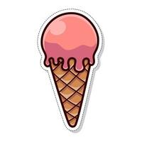 Free vector, love theme sticker, illustration of sweet strawberry ice cream vector