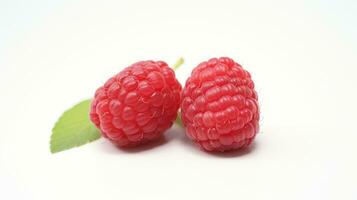 AI generated Raspberries on White Background. Fresh, Healthy, Healthy Life, Fruit, Berry photo