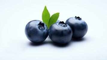 AI generated Blueberries on White Background. Fresh, Healthy, Healthy Life, Fruit, Berry photo