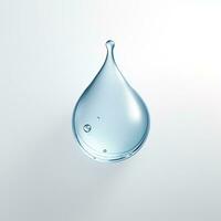 AI generated Water Drop on White Background. Pure, Drink, Nature, Fresh photo