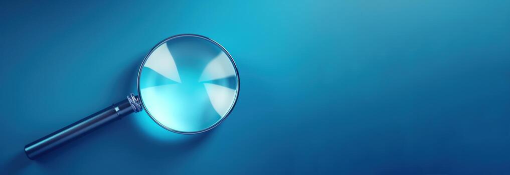 AI generated Magnifying Glass on the Minimalist Background with Copy Space. Hiring, Searching, Finding, Zoom photo