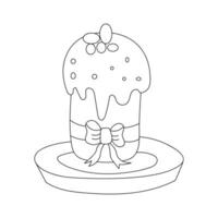 Easter cake isolated on a white background. Doodle vector illustration. Linear sketch.