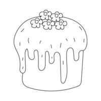 Easter cake isolated on a white background. Doodle vector illustration. Linear sketch.