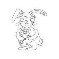 An Easter bunny cartoon rabbit holding a giant Easter egg illustration vector