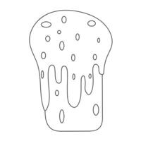 Easter cake isolated on a white background. Doodle vector illustration. Linear sketch.