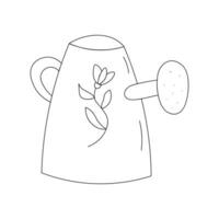 Watering can or pot isolated on white background in doodle style. vector