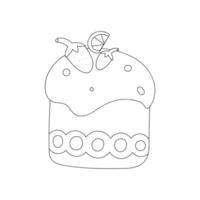 Easter cake isolated on a white background. Doodle vector illustration. Linear sketch.