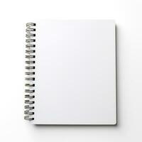 AI generated Blank Spiral Notepad on White Background. Note, Book, Notebook photo