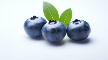 ai generado arándanos en blanco antecedentes. fresco, saludable, sano vida, fruta, baya foto