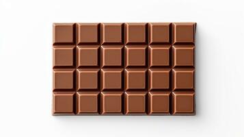 AI generated Chocolate Bar on White Background. Cocoa, Sugar photo