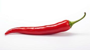 AI generated Red Hot Chili Pepper on White Background. Vegetable, Vegetarian, Cook, Spice, Spicy photo