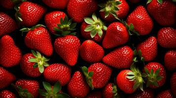 AI generated Fresh Strawberries Background. Fruit, Fruits, Healthy, Vegetarian photo