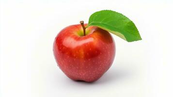 ai generado maduro manzana con hoja en blanco antecedentes. fresco, saludable, sano vida, Fruta foto