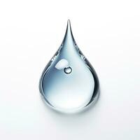 AI generated Water Drop on White Background. Pure, Drink, Nature, Fresh photo