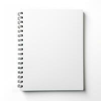 AI generated Blank Spiral Notepad on White Background. Note, Book, Notebook photo