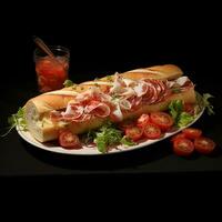 AI generated baguette beef submarine photo