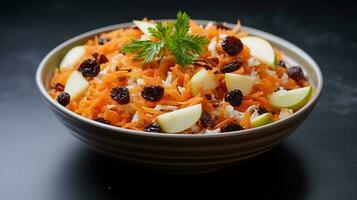 AI generated grated carrots with apple and yoghurt photo