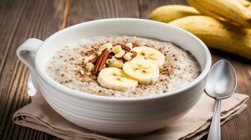AI generated Buckwheat porridge with banana photo