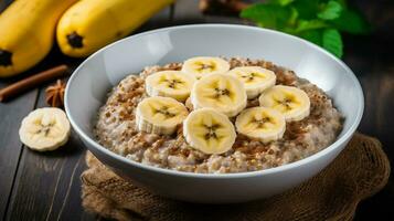 AI generated Buckwheat porridge with banana photo