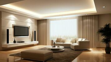 AI generated Modern minimalist interior house decoration design apartment photo