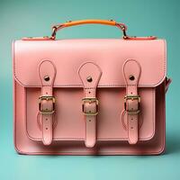 AI generated Light leather bag with metal clasps on an isolated background - AI generated image photo