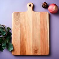 ai generado de madera corte junta, sitio para corte vegetales y frutas en el cocina, preparando comida - ai generado imagen foto