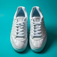 AI generated Bright modern stylish white sneakers sneakers - AI generated image photo