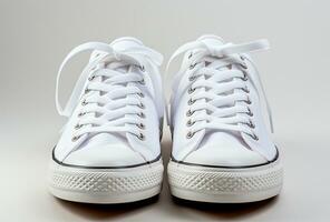 AI generated Bright modern stylish white sneakers sneakers - AI generated image photo