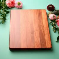 ai generado de madera corte junta, sitio para corte vegetales y frutas en el cocina, preparando comida - ai generado imagen foto