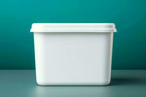 AI generated Blank white food container mockup photo