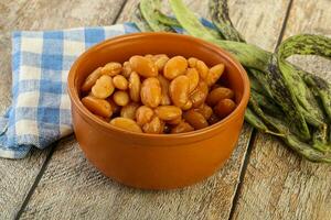 White bean in tomato sauce photo